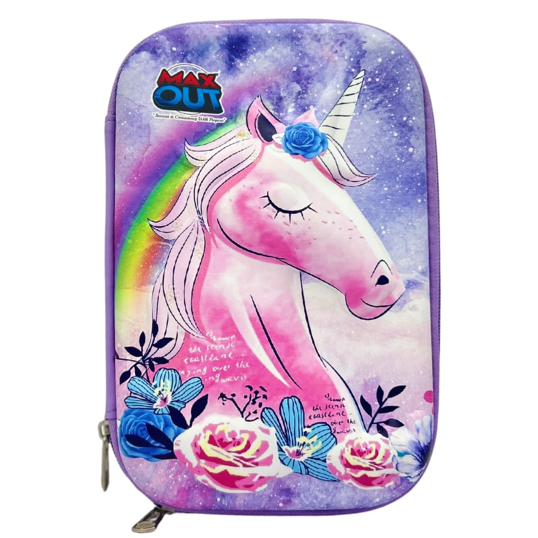 GLAZU Stylish 3D Unicorn Pencil Box, Large Capacity Pencil Case